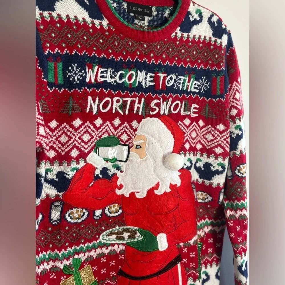 Blizzard Bay Men’s “Welcome to the North Swole” Ugly Christmas Sweater Medium